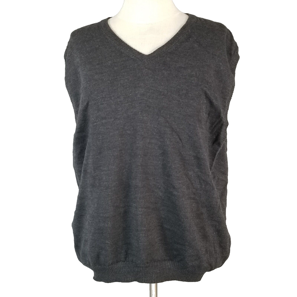 Pronto-Uomo Merino wool sweater vest mens XL extra large dark gray v-neck luxury
